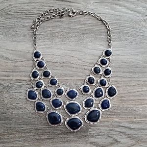 Reversible black and blue stone necklace